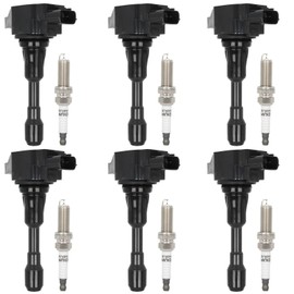 ECCPP 6 ignition coils with 6 iridium Spark Plugs,UF638,coils packs,for Nissan GT-R 2009-2021 3.8L,Replace# 22448JF00B,2505484809,UF638