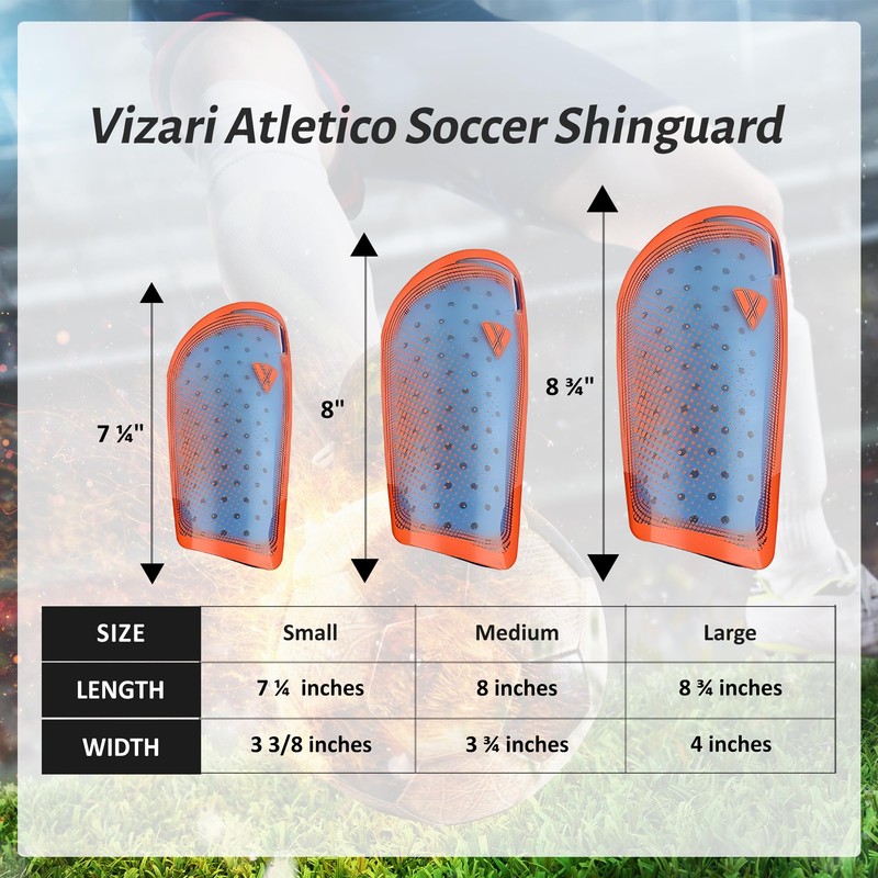 VIZARI Atletico - Espinilleras Ligeras de fútbol con Bolsillo de
