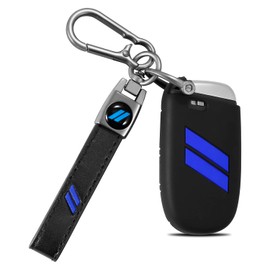 REMOCH for Dodge Key Fob Cover with Keychain for Dodge Charger Challenger Durango Journey Replacement Remote Control 3 4 5 Buttons Key Fob Shell (Blue, 1 PC)