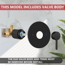 GBBNE Shower Head and Faucet Set Complete Single Handle Shower Trim Kit Shower Fixtures with High Pressure Shower Head Included Rough In Valve Matte Black
