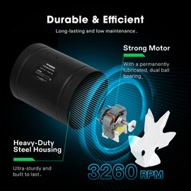 VIVOSUN Inline Booster Duct Fan 6” 240 CFM, HVAC Exhaust Ventilation Fan with Low Noise for Basements, Bathrooms, Kitchens, Attics, Grow Tents, Black