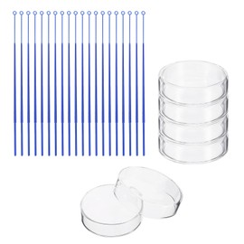 PATIKIL 75mm High Borosilicate Glass Petri Dishes with Lids, 6 Pack Petri Plates with 20 Pack Inoculation Loop for Lab Science Experiment, Clear