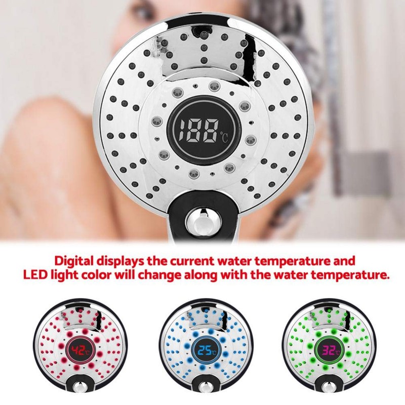 Cafopgrill Handheld Shower-Head 3 Colors Water Temperature Controlled 3-Setting LED