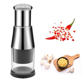 Stainless Steel 304 Garlic Masher Garlic Crusher Pressed Garlic Chopper Premium Garlic Press Manual Chopper Easy to Clean Vegetable Cutter for Garlic, Peppers and Onions
