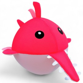 MIJOMA Happy Water Polo Fish, Fabric Cover, Springball Diameter 23 cm, Robust Polyester, Durable Water Toy for Games on Land and Water, Family Friendly (Pink-White)