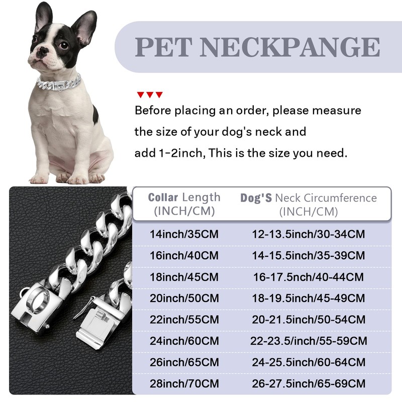 Solid Steel Dog Chain Collar with Buckle,19mm Wide,Heavy Duty Strong