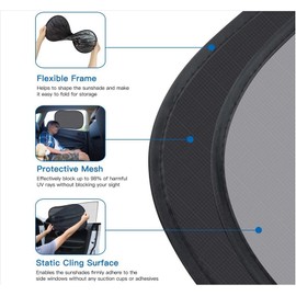 Glvomazty Pack of 2 Car Sun Visors for Windows, Child-Friendly Design with UV Protection, 8 Strong Suction Cups, No Scratches, Universal Suitable for Small Cars, SUVs, Saloons, (A, 51 x 31 cm