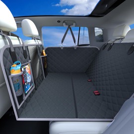 PetGenie Dog Car Seat Cover for Back Seat, 2025 Upgraded Hard Bottom Seat Extender Holds 400lbs, Waterproof & Anti-Scratch Dog Hammock Easy to Clean, Nonslip Pet Backseat Protector Fits Car Sedan SUV