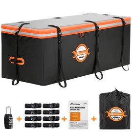 Sailnovo Hitch Cargo Carrier Soft Shell Bag Waterproof 20 Cubic Feet Cargo Bag for Hitch Carrier, PVC Trailer Hitch Storage Bag with 8 Reinforced Straps & Combination Lock & Storage Bag