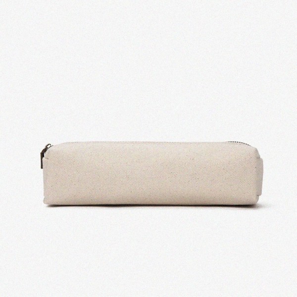 StitchFlair Beige Bliss: Multi-Use Canvas Pencil & Cosmetic Case -