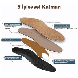 Tam Ortopedik Topuk Dikeni Ve Içe Basma Önleyici Gerçek Deri Tabanlık, Düz Tabanlar için Kemer Destekli Hakiki Deri Ayakkabı İç Tabanı (40)