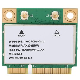 AX200HMW Tarjeta Inalámbrica WiFi 6 de Doble Banda 802.11 A/B/G/N/AC/AX Half Mini PCI-E Adaptador de Red de Tarjeta WiFi BT5.2 para PC, Portátiles, Solo para (64 bits)