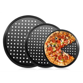 KPIBEST 3 Pack Pizza Pan Set, Nonstick Pizza Pans for Oven Carbon Steel Pizza Pan with Holes, Pizza Baking Pan for Oven Baking Supplies, for Home Baking Kitchen Oven（9 Inch &11 Inch &12 Inch）