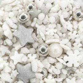 Sprinkletti - Snowy Night - 100g. This White & Silver Christmas shapes & sprinkles is ideal for all of your festive themed cakes & bakes. Just enough for a single bake. (Snowy Night)