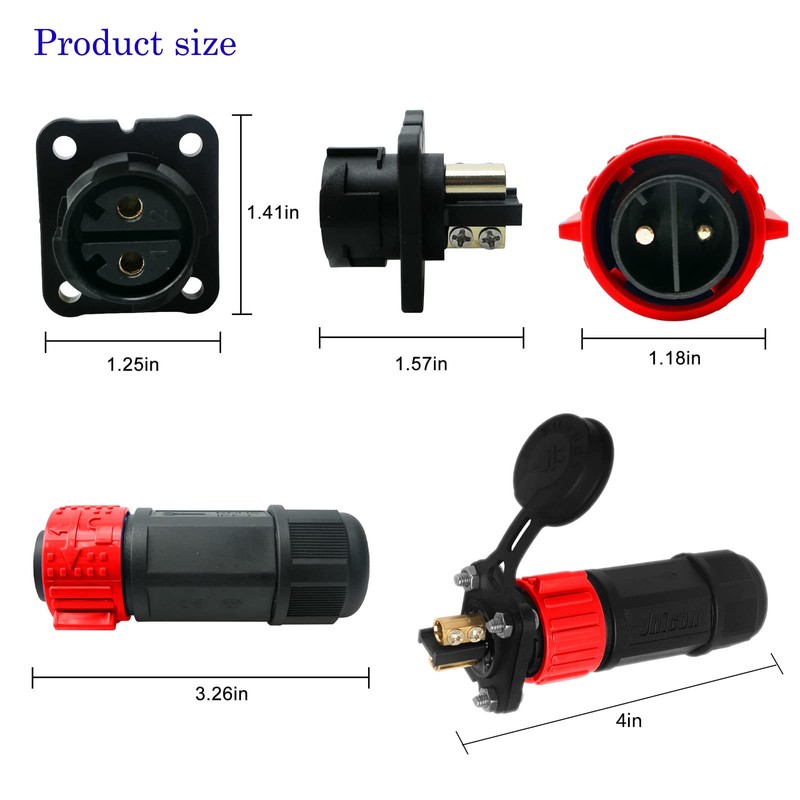 2 Pin 50Amp Trolling Motor Plug Receptacle Set, 12/24/36/48 Volt
