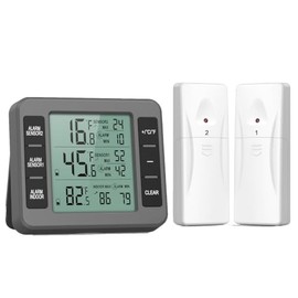 AMIR Termómetro de refrigerador, termómetro inalámbrico para interiores y exteriores, sensor de temperatura con alarma audible para congelador,...    