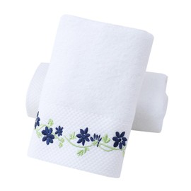 Pidada Hand Towels Set of 2 Embroidered Floral Pattern 100% Cotton Absorbent Soft Decorative Towel for Bathroom (White Pattern 5)