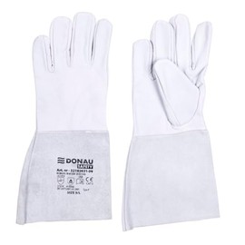 DONAU SAFETY Welding Gloves Made of Goat Grain Leather for TIG Welding, Size 11, 1 Pair/Softouch, Very Soft and Comfortable, Work Gloves, Leather, Leather Gloves, Protective Gloves, White/Grey