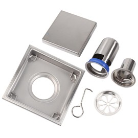 Shower Drain Hair Trap, Drain Hair Catcher 304 Stainless Steel 110 X 110mm Bathroom Shower Tile Insert Square Shower Floor Drain Strainer