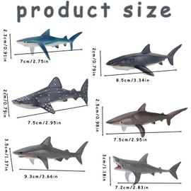 6Pcs Shark Toys, 7-9cm Toy Shark, Beautiful and Exquisite Practical Toy Sharks and Shark Bath Toy Suitable for Marine Animal Collectors, and Marine Knowledge Education