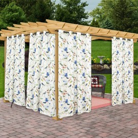 VOGOL Outdoor Curtains 63 Inch Long, Farmhouse Style Waterproof Grommet Drapes for Patio Garden Porch 1 Panel View Blocking Window Treatments, 52 x 63