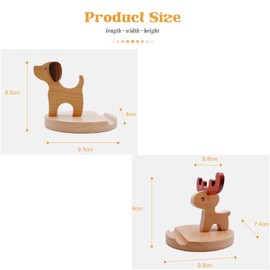 ieron 2Pcs Wooden Cell Phone Stand, Dog and Deer Universal Desktop Animal Portable Tablet Holder Desk Decoration Wood Gifts Ideas