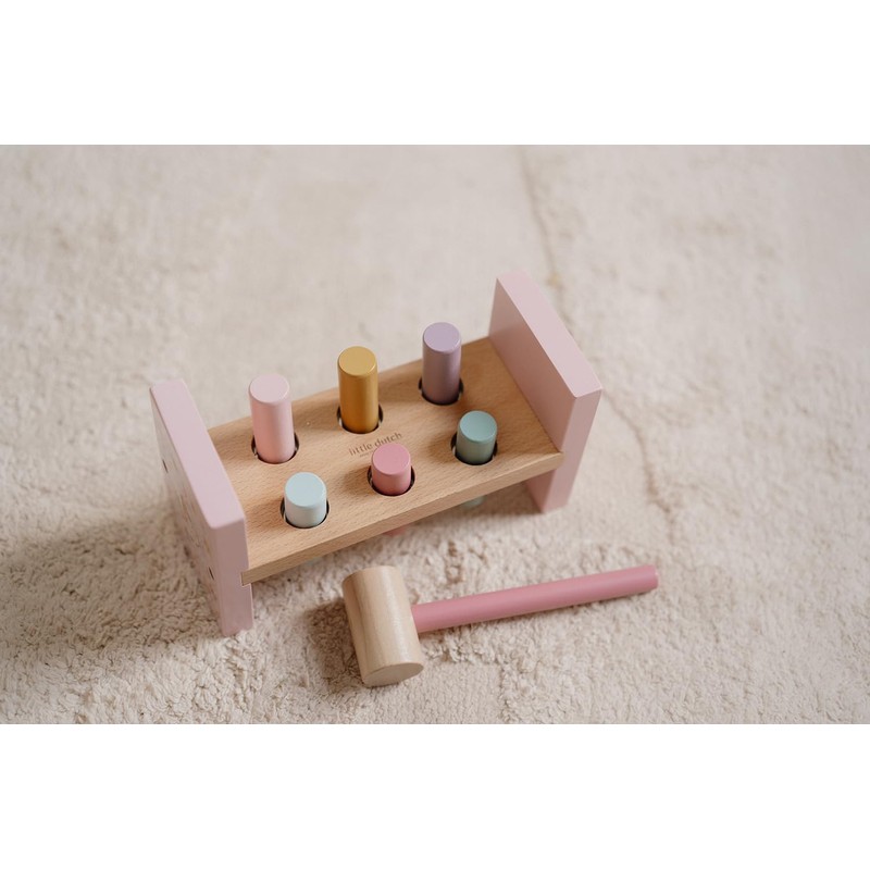 Little Dutch 7346 FSC Wooden Hammer Bench Fairy Garden Pink