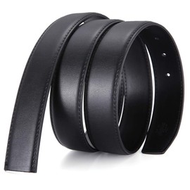 Nelbons Men's Belt Replacement, Buckle, No Holes, Genuine Leather, Long Size, Width 1.1 - 1.4 inches (2.8 - 3.5 cm), Packaging, Mounting, Pin Type, Black