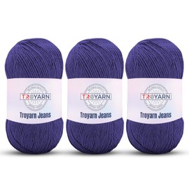 60% Cotton 40% Acrylic Crochet Yarn - 3 Skein Bulk Pack - Purple, Soft Fine/Sport Weight for Crocheting/Knitting - Ideal for Amigurumi Dolls and Baby Garments