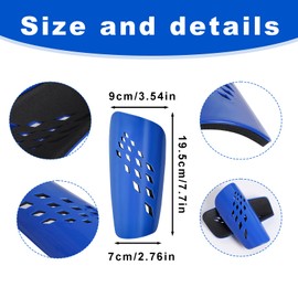 Topbuti 2 Pairs Soccer Shin Guards for Kids Youth and Adults, Breathable Soccer Shin Pads for Boy Girl Football Games, Protective Gear EVA Cushion for Men Women (Black & Blue, Large)