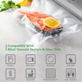 KitchenBoss 5Packs Vacuum Sealer Bags: 28cm x 300cm 5 Rolls Food Storage Saver Bags | BPA Free Vac Freezer Roll, Vacuum Seal Machine Bag for Sous Vide Cooking,Total 15M