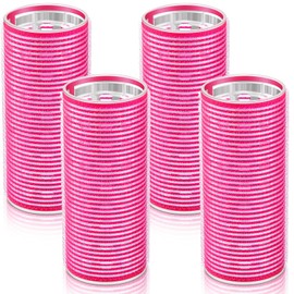 WILLBOND 4 Pcs Long Hair Rollers for Bangs Aluminum Core Curlers Thermal Self Grip Roller for Long and Medium Hair Women Hairstyle(4.7 x 2 Inch,Rose Red)