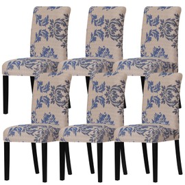 Leorate Chair Covers for Dining Room - Stretch Printed Spandex Fabric Chair Slipcovers Washable Removable Seats Slipcovers,for Kitchen,Dining Room,Wedding Decor,Hotel,Restaurant (126003, Pack of 6)