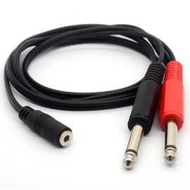 3.5mm (Mini) 1/8" TRS Stereo Female to 2 Dual 1/4" 6.35mm Mono TS Male Y Splitter Cable Audio Adapter Stereo Converter Guitar Amp (1 Meter)