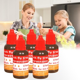 Fruit Fly Trap Refill Liquid Replacement Only 6 Packs- Red Liquid Fly Traps for Indoors- Safe Near Pets,Food and Kids- Fruit Fly Lure Refill Liquid Trap Easy to Use Fly Traps for House