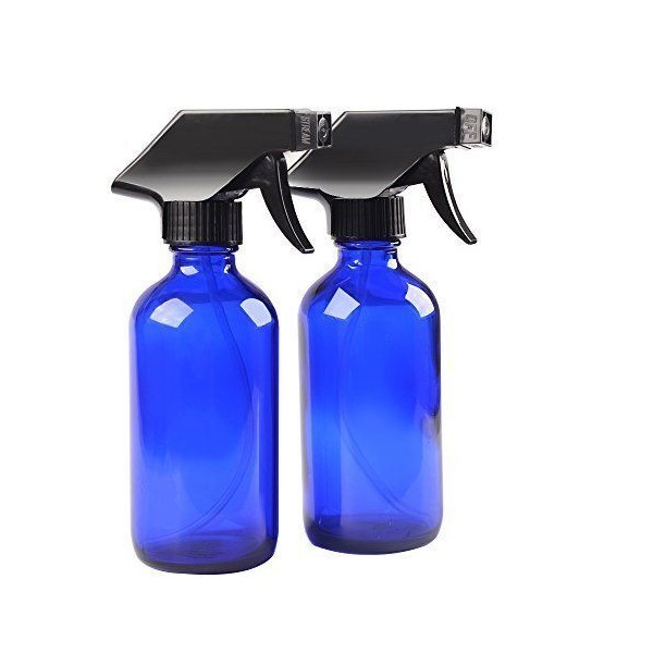 8oz Large Cobalt Blue Boston Glass Bottles with Black Trigger
