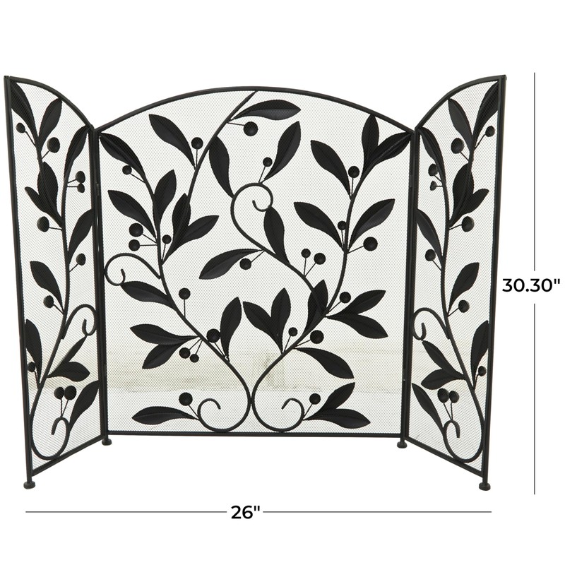 Deco 79 Metal Scroll Foldable Mesh Netting 3 Panel Fireplace
