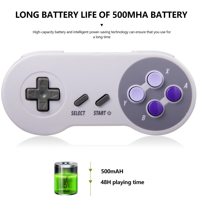 2PCS SNES Controller Gamepad + 2.4GHz USB Receiver Compatible with
