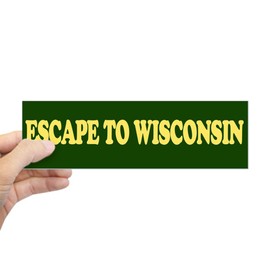CafePress Escape to Wisconsin Bumper St Sticker (Bumper) 10"x3" Rectangle Vinyl Bumper Sticker Car Decal