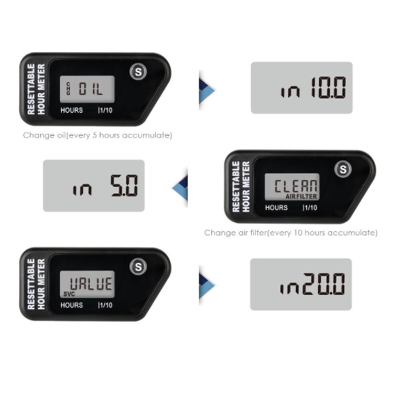 Inductive Digital Tach Hour Meter IP68 Waterproof Motorcycle RPM Counter