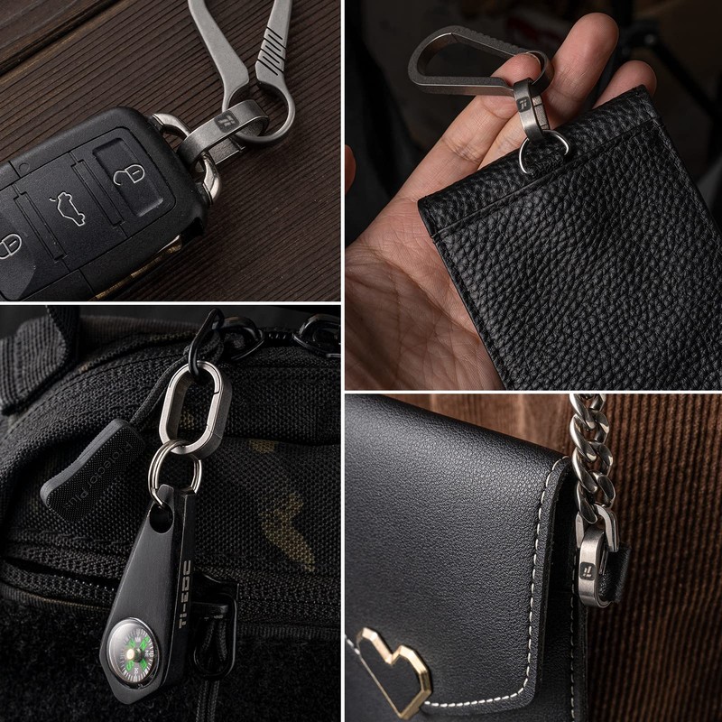 TIMULTI Titanium Key Chain, Key Ring, Carabiner, For Connecting, Mini