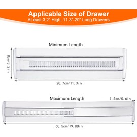 Yowlens 4 Pack Adjustable Drawer Dividers, 11.3-20" Clear Expandable Drawer Organisers for Clothing, Kitchen Utensils and Office Storage