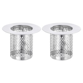 sourcing map 2 Pack Shower Drain Strainer, 2" x 2.5" Stainless Steel Floor Drain Strainer Deep Sink Hair Catcher for Kitchen Bathroom Balcony Floor Drain, Fit Hole Size from 1.57" to 2.56"