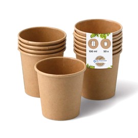 BIOZOYG Paper Cups, Pack of 50, 100 ml / 4 oz, Diameter 62 mm, Brown - Cups for Hot Drinks - Coffee Cups to Go Made of Cardboard - Disposable Cups, Alternative to Styrofoam Cups