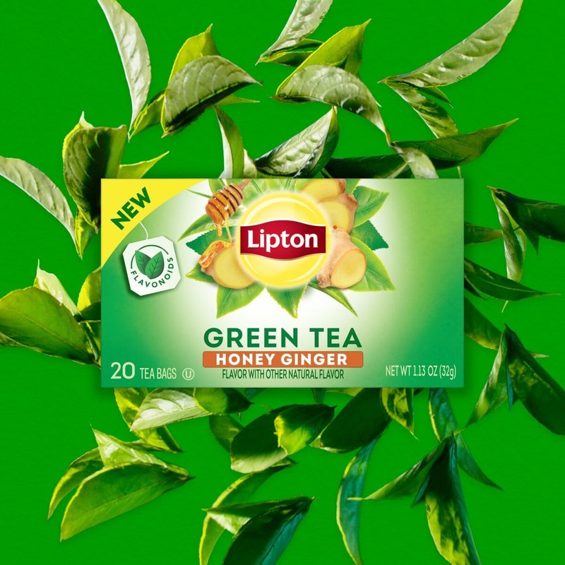 Lipton Honey Ginger Green Tea Bags, Flavored, Unsweetened Teabags for