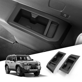 SMABEE 2PCS Rear Cup Holder Inserts for 2024 2025 Toyota Land Cruiser Prado 250 TPE Cup Holder Drink Organizer for Prado J250 LC250 Accessories Interior Black