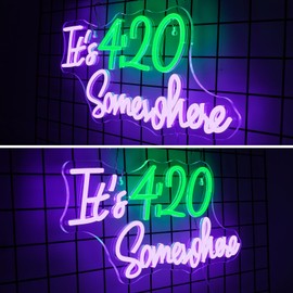 Horseneon 420 Neon Sign - Green Leaf Neon Signs for Wall Decor 420 decorations Led Signs Neon Bar Signs for Bedroom USB Light Up Sign for Home Bar Wall Man Cave Party Club Restaurant Hotel