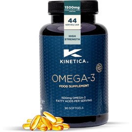 Kinetica Sports Omega-3 Fish Oil | 1500mg Omega-3 Fatty Acids, 1000mg EPA & 500mg DHA/Serve, 45 Servings/90 Capsule Pack | 2 Capsules/Day | Reduces Muscle Soreness with Anti-Inflammatory Properties