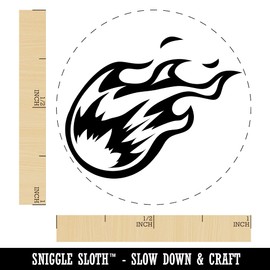 Flying Fireball Hot Flame Wizard Magic Spell Self-Inking Rubber Stamp Ink Stamper for Stamping Crafting Planners - 1 Inch Medium - Black Ink