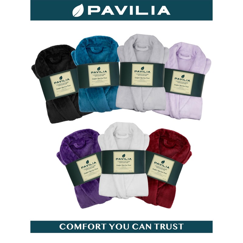 PAVILIA Women Robe Fleece Plush Soft, Fluffy Fuzzy Cozy Warm